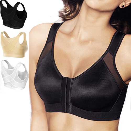 2X Damen-BHs ungefütterter vorderer Verschluss sexy Spitzen-Dessous weich breiter Riemen BH - Bild 1 von 15