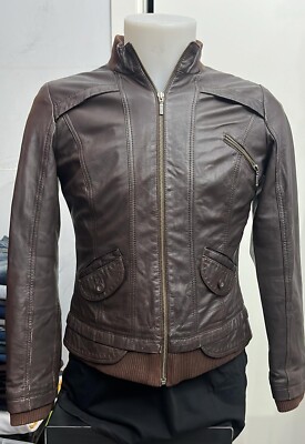 Used Eco-leather Jacket Men Brown Size 40 XXM171L