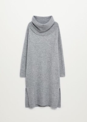 Violeta By Mango Turtle Neck Jumper Knit Dress Grey XL