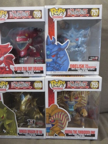 YuGiOh Funko Pop Vinyl Egyptian Gods Slifer/Obelisk/Ra + Exodia 755/756/757/1098