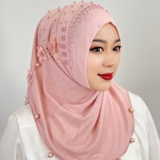 Muslim Women Instant Scarf Hijab Flower Amira Head Wrap Shawl Pull On Ready