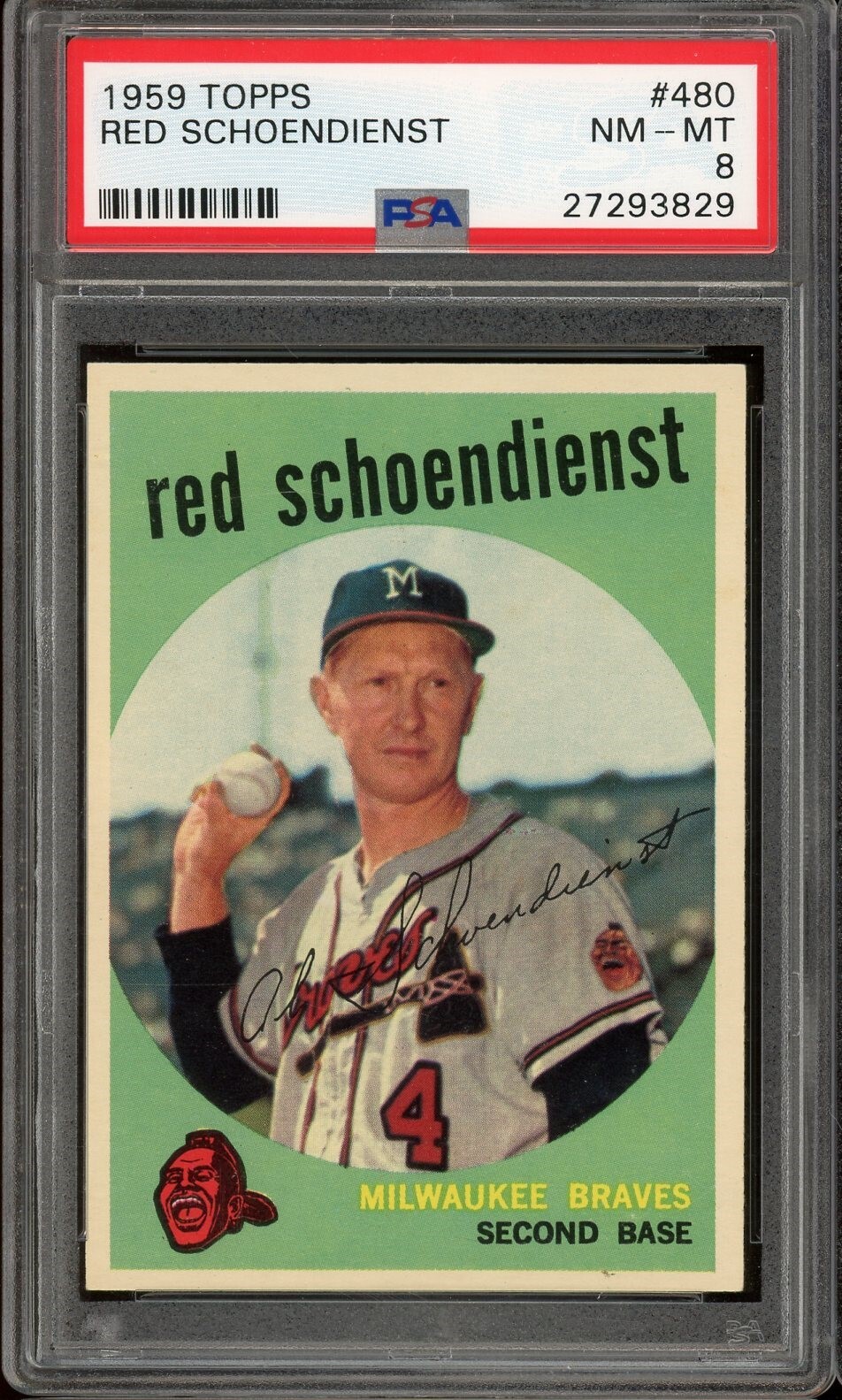 1959 Topps Baseball #480 Red Schoendienst PSA 8