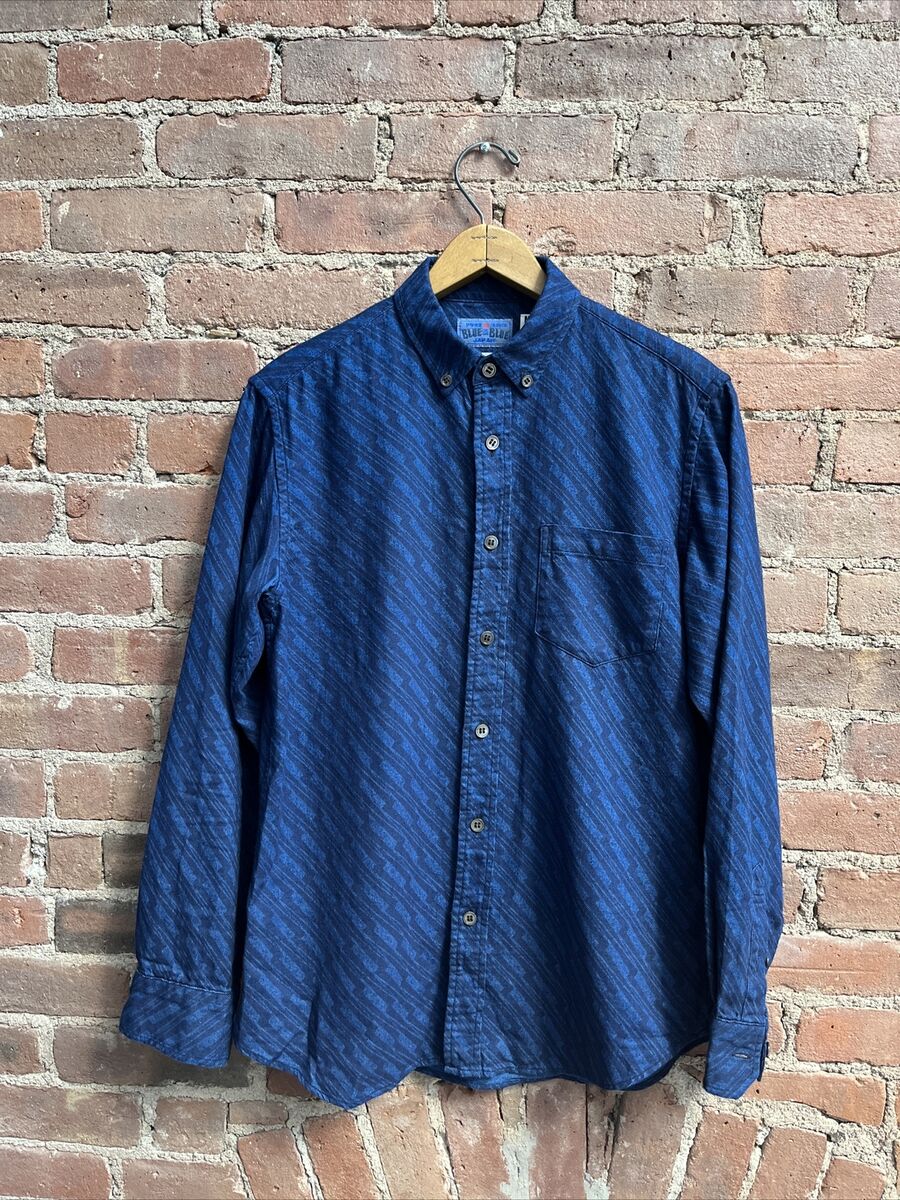 Blue Blue Japan Mens Shirt, Sz 2, 100% Cotton Indigo Arigato Blue Blue Japan Mens Shirt, Sz 2, 100% Cotton Indigo Arigato