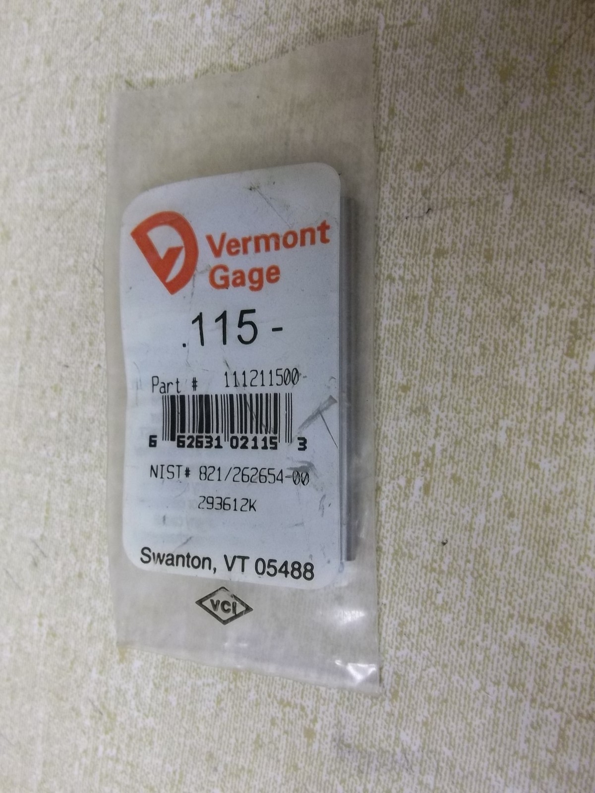 Vermont Gauge 111211500 NoGo Gage Pin *FREE SHIPPING* eBay