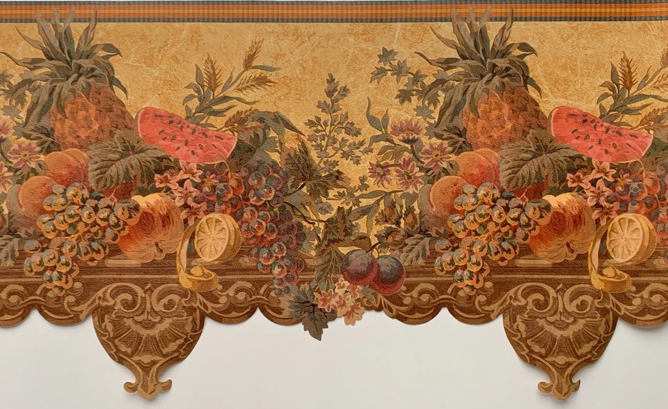 Raymond Waites Jardín Georgiano Festoneado Vintage Frutas Cocina Papel Pintado Borde Foto 4 de 4