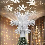 Christmas Tree Topper 9.6” Snowflake Tree Toppers Lighted Rotating 3D Silver