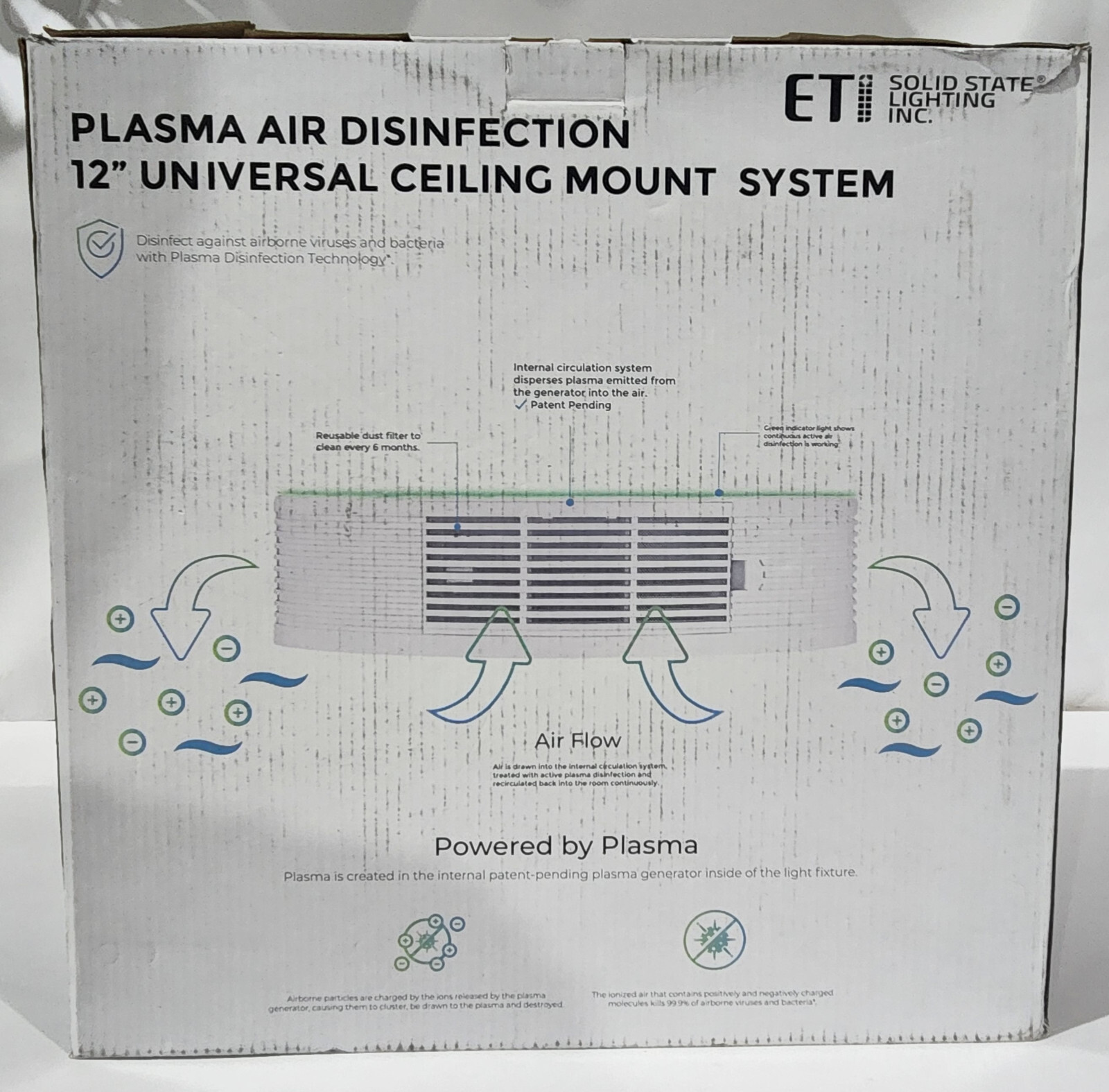 SILENTAIRE Plasma Air Purifier 12 in. Universal Ceiling Mount System 559051000