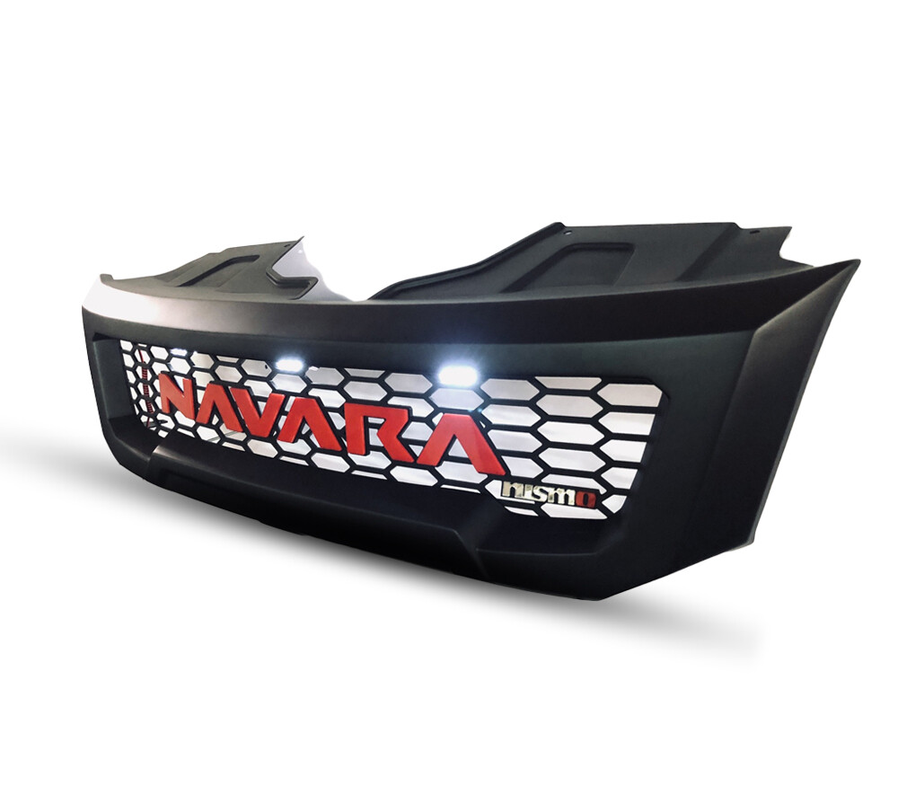 Matt Black Front Grille Grill 3 LED Fit Nissan Frontier NAVARA 