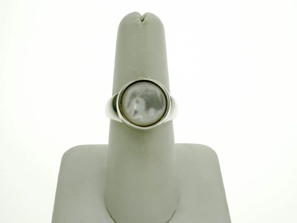 Sterling Silver Ring with Abalone Shell and Spinel Gemstone Size- 8 - Image 3 of 4