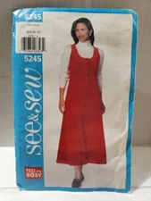 See & Sew Sewing Pattern 5245 Misses Petite Jumper Size 6-8-10 -Cut Complete-
