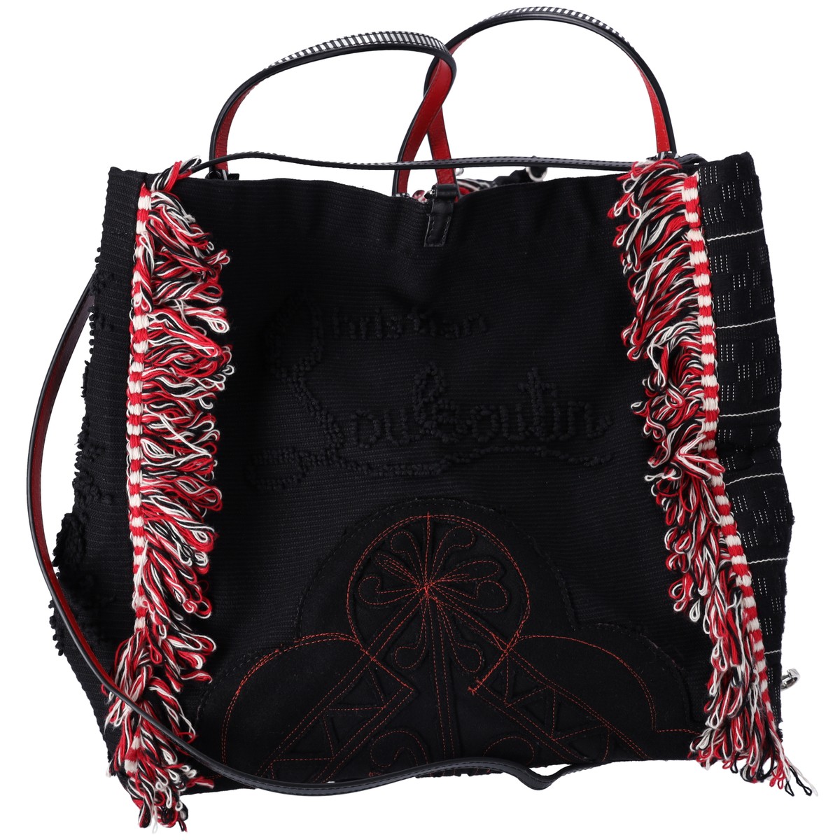 Christian Louboutin Portugaba Tote Bag 3195183 Black Red Multi
