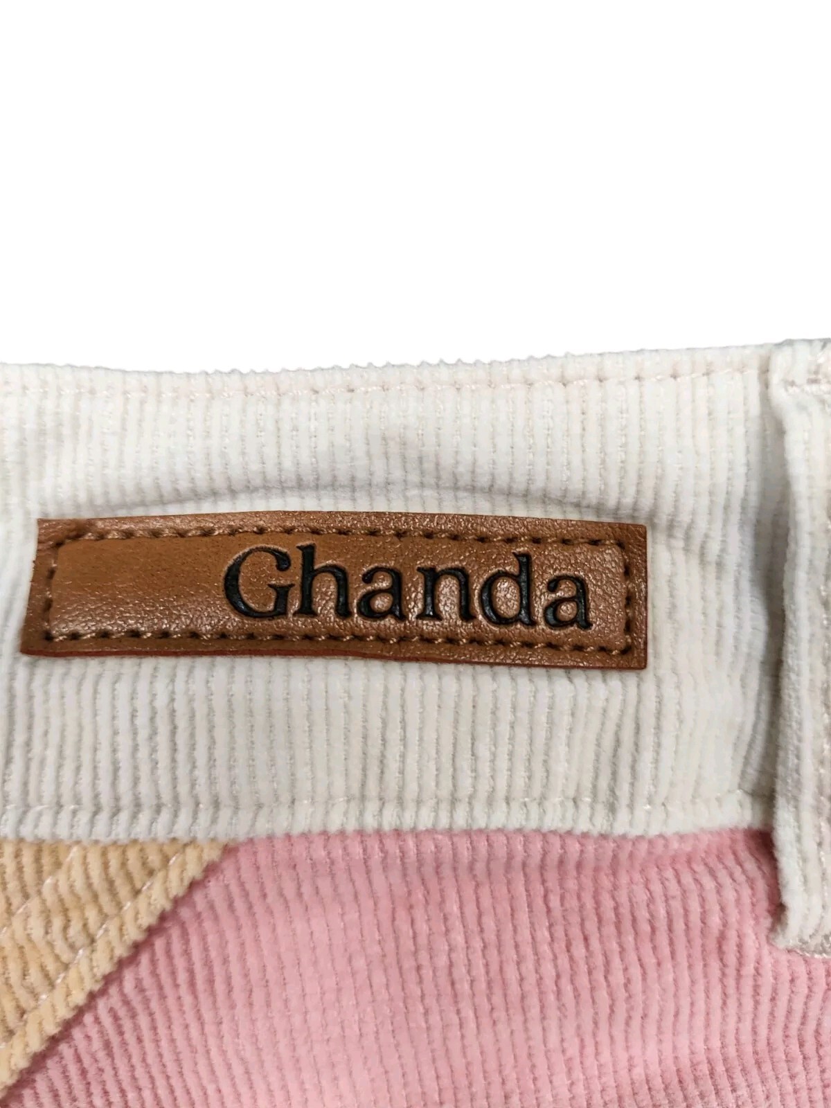 Ghanda Clothing Wide Leg Corduroy Jeans Women's Size 10 Ivory Festival Embroider image 5