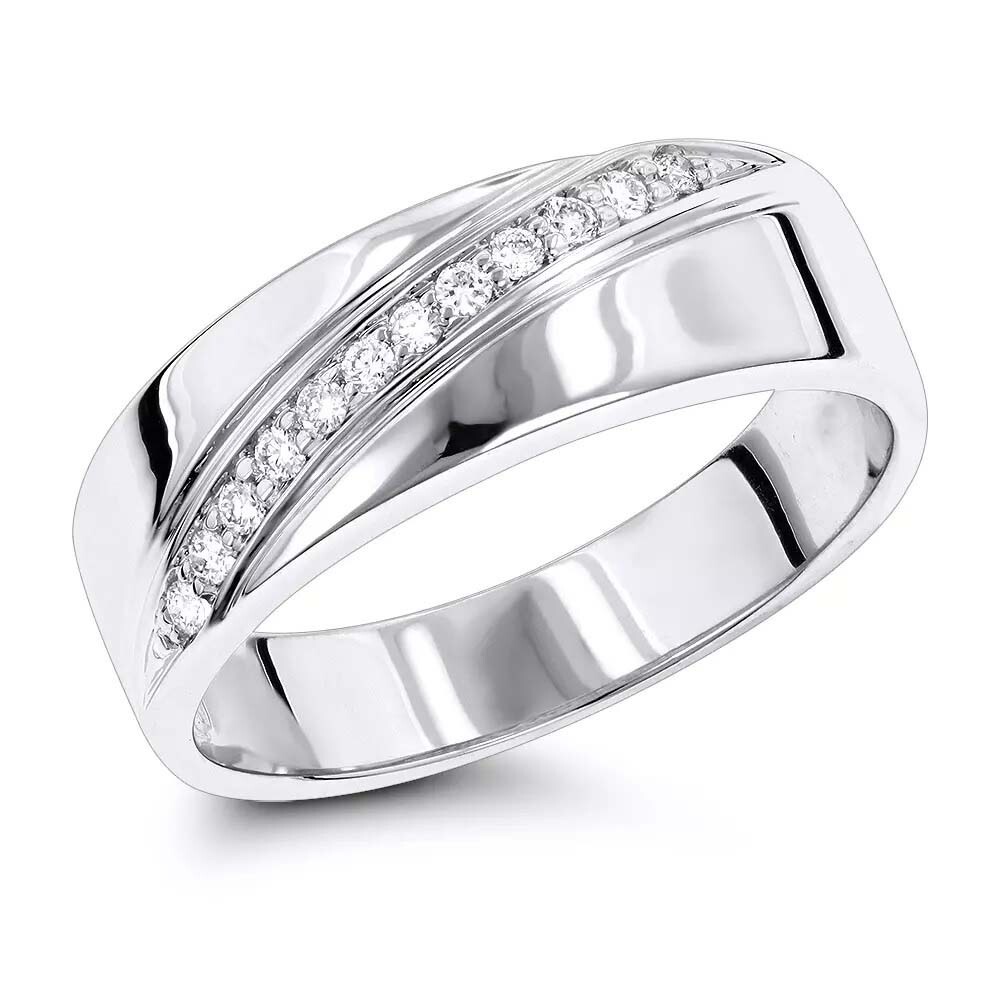 Men's 14K White Gold Plated Moissanite Wedding Band 0.25 CTW D/FL Brilliant Cut