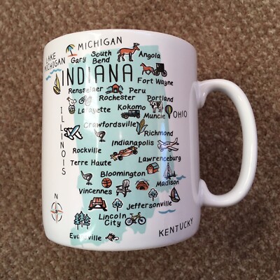 INDIANA Riesen Keramik Kaffeebecher ''My Place'' von 222 Fifth State Map Städte