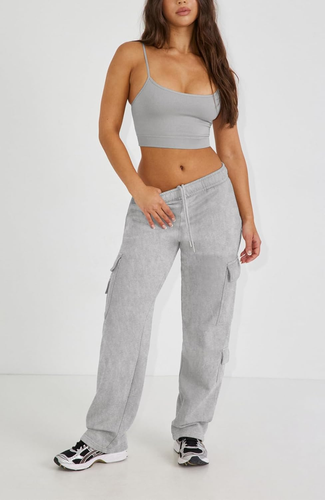 Womens Cargo Sweatpants Casual High Waisted Joggers Pants Fleece Wide Leg Sweat - Picture 3 of 7