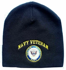 Navy Vet Veteran & Emblem Beanie Official US Navy Licensed Beanie Warm Hat