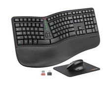 MEETION Ergonomic Wireless Keyboard and Mouse, Ergo Keyboard with Vertical Mo...