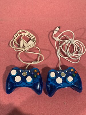 Xbox 360 Pair ROCK CANDY BLUEBERRY BOOM  Wired Game Controllers Translucent Blue