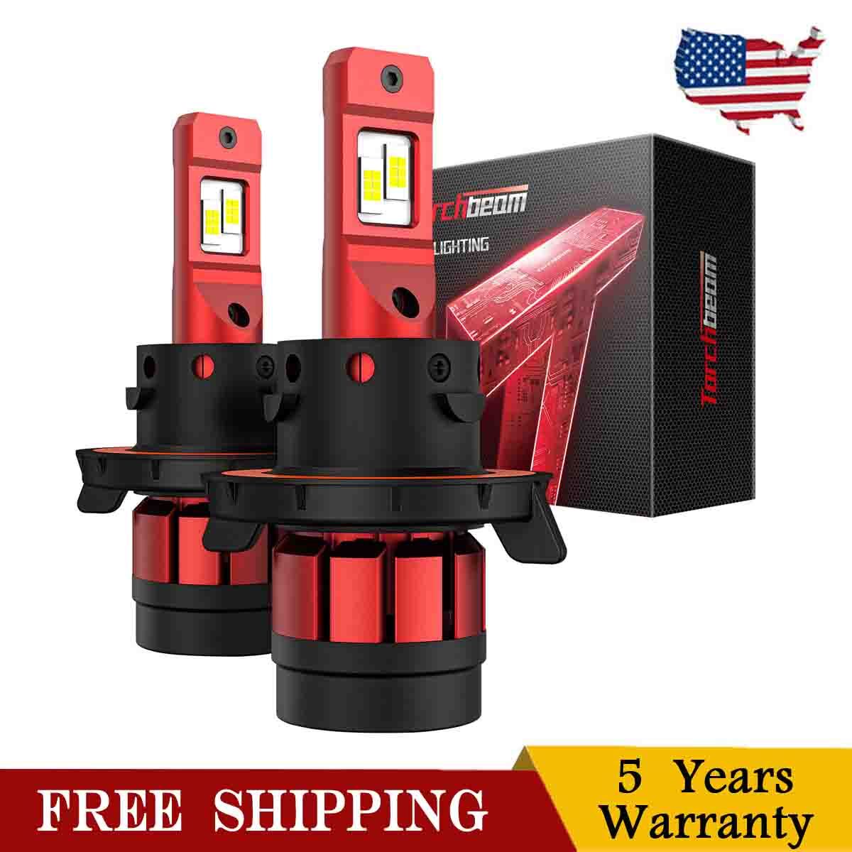 Torchbeam 2PCS T6 H13 LED Headlight Bulb Conversion Kit 6000K White Bright