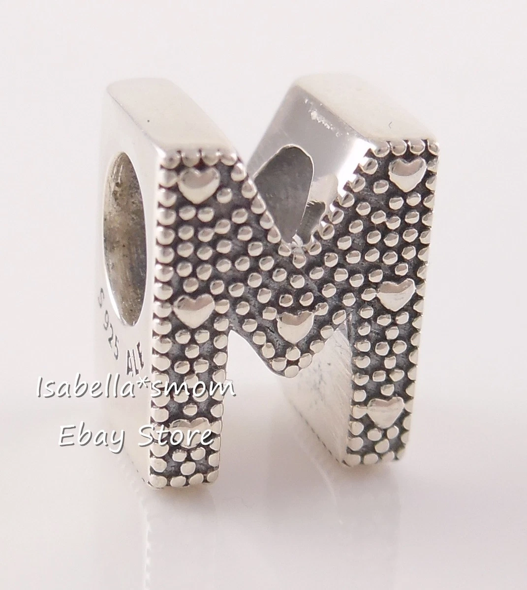 Authentic PANDORA Silver LETTER M Birthday Charm Bead 797467 NEW w POUCH