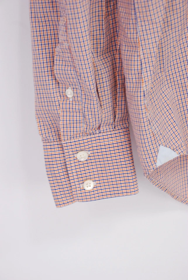 Camisa de vestir ligera para hombre Michael Bastian azul naranja a cuadros 15,5 pulgadas/grande Foto 4 de 4