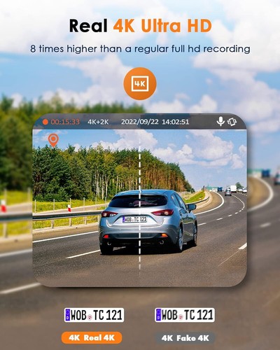 4K 3.16"Touch Screen WiFi GPS Dash Cam Front and Rear Dual Car Camera Free APP - Picture 2 of 8