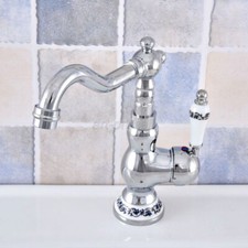 Polished Chrome Single Ceramic Handle Swivel Bathroom Sink Faucet Mixer Tap