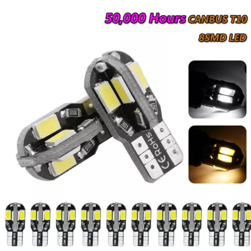 10 PIEZAS T10 W5W 5730 194 168 8SMD CANBUS 12V Luces de cuña lateral LED Bombilla de señal para automóvil