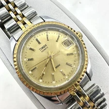 Timex Watch Women's Gold Silver 6.5” Band Presidential Fluted Dial NEW BATTERY