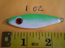 25 PCS SHAD JIG/SPOON STYLE LURE BAIT/CASTING FISHING 1 OZ. NEON GREEN/WHITE