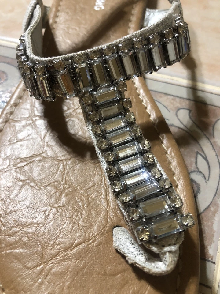 CALL IT SPRING SILVER RHINESTONE EMBELLISHED THONG SANDALS/SZ 6.5/WORN 1 TIME - Image 4 of 4
