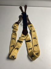Men's Y Style Suspenders Dogs And Bird Yellow Adjustable New Old Stock