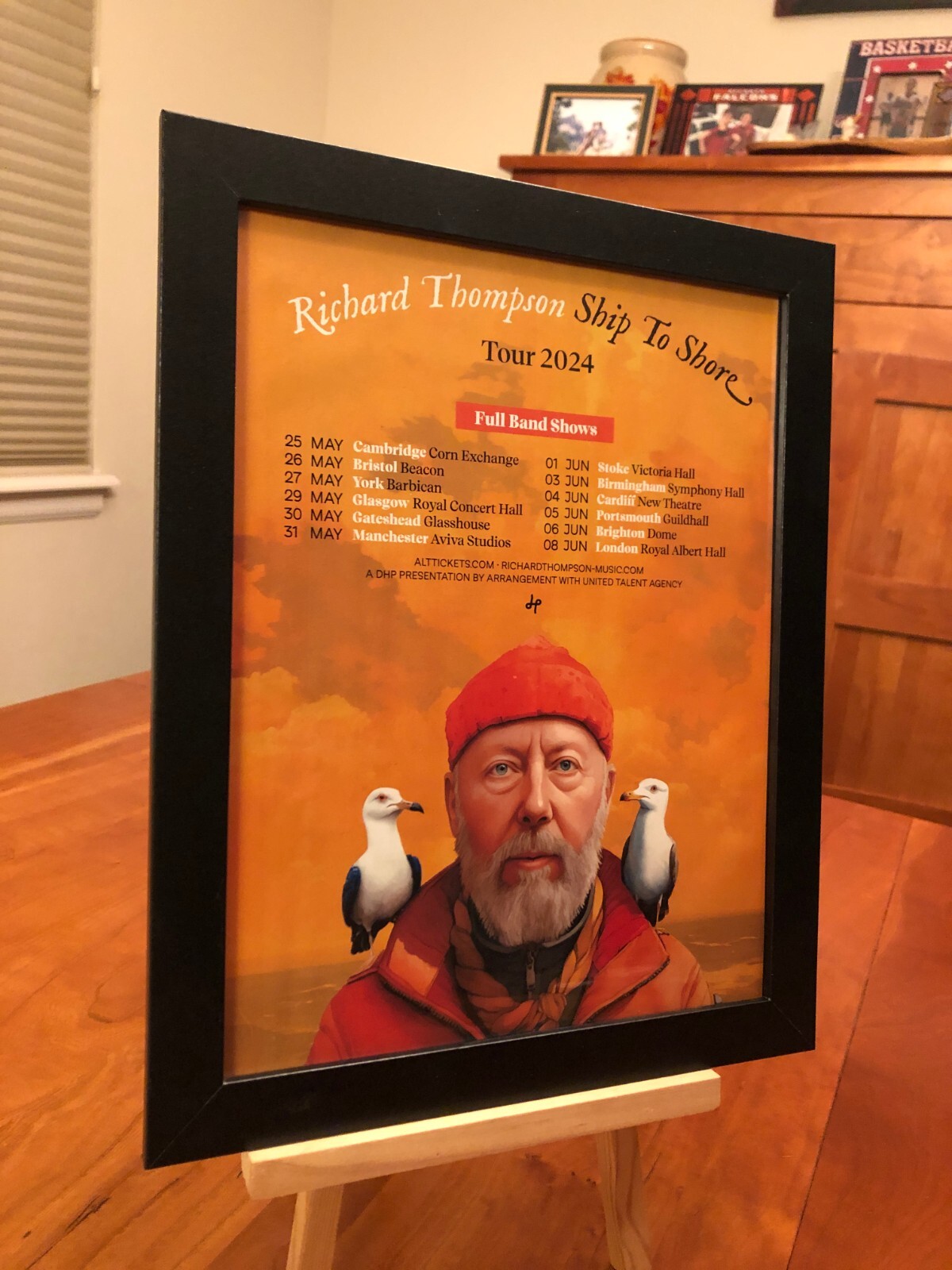 Framed Richard Thompson Live Ship to Shore Concert Ad with 2024 Tour Dates