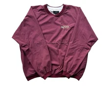 VINTAGE Jacket Men XL FSU Golf Windbreaker Pullover V Neck 90s Burgundy Nylon