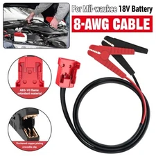 Jumper Cables for Car with Adapter for-Milwaukee Battery 8AWG 5.9FT Auto Booster