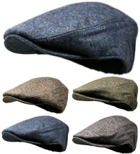 Men's Classic Wool Blend Tweed Newsboy Ivy Gatsby Cabbie Snap Front Golf Hat