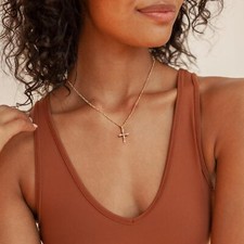 14K Gold Plated Cross Pendant Necklace Small Dainty Gold Jewelry Gifts for Women