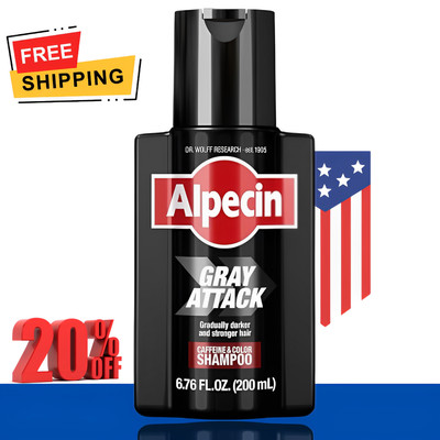 Alpecin Gray Attack Caffeine & Color Shampoo for Men 6.76 Fl Oz | Gradually Dark