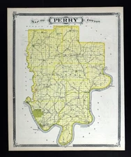 1876 Indiana Map Perry County Tell City Cannelton Derby Adyeville Branchville IN