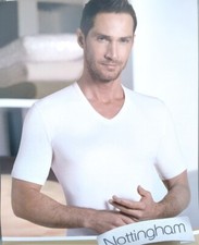 Offerta 3 MAGLIE UOMO LANA COTONE MEZZA MANICA SCOLLO PUNTA V tg 6° BIANCO LANA 