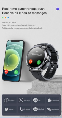 Bluetooth Smart Watch Music Sports Smartwatch with Dual Earbuds for Cellphone - 第 9/12 張圖片