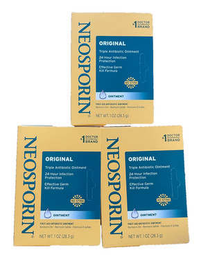 Neosporin Original Antibiotic Ointment 1 oz, 24 Hour, Pack of 3, Exp - 12/2027