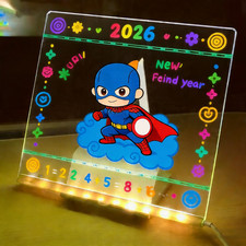 LED Note Board with Colors Acrylic Dry Erase Illuminated Drawing Board Kids Gift