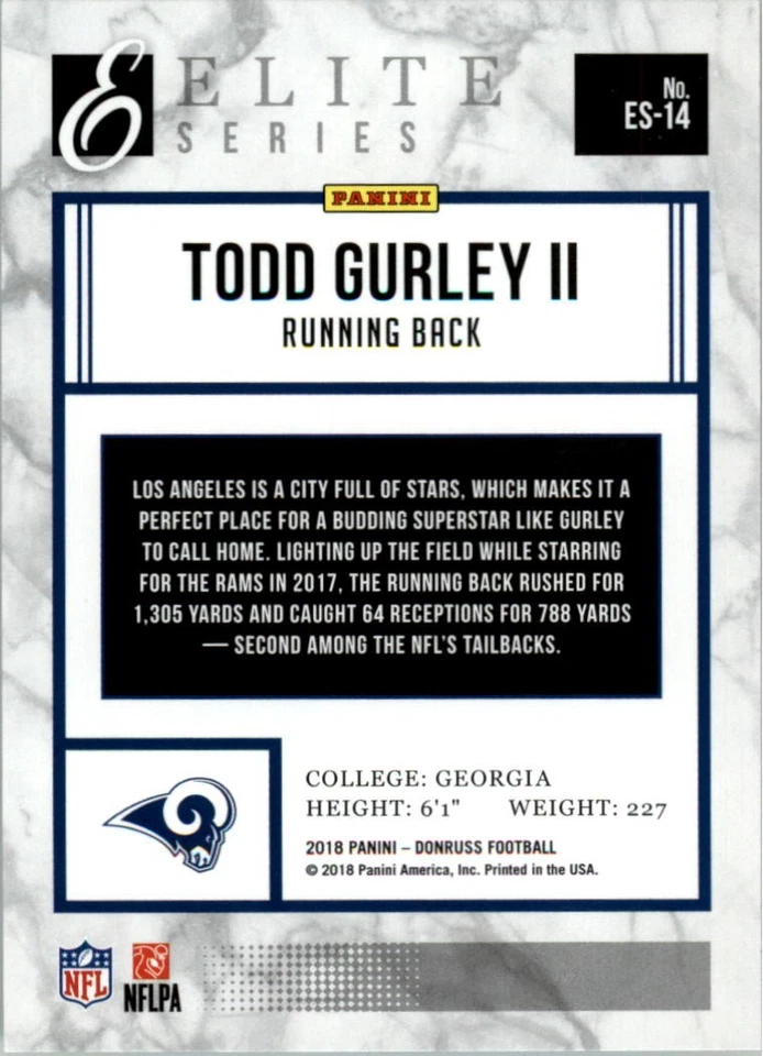 2018 Donruss The Elite Series #14 Todd Gurley II - FB - Image 2 of 2
