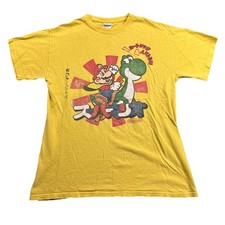 VTG Nintendo Super Mario  Yoshi Yellow M Distress T-Shirt Japanese Graphic Y2K
