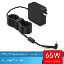Laptop Charger 65W/45W Round Tip AC Adapter for Lenovo IdeaPad 1/3/5 Slim Flex