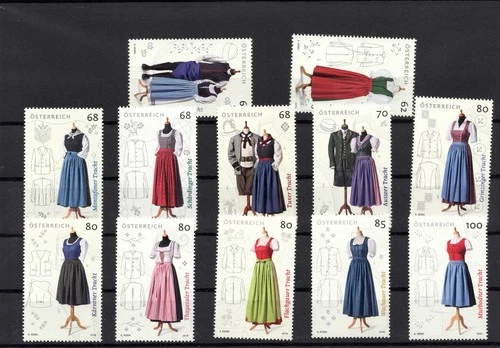 Österreich Klassische Trachten Zusammenstellung Nr. 1-12 Pf. komplett