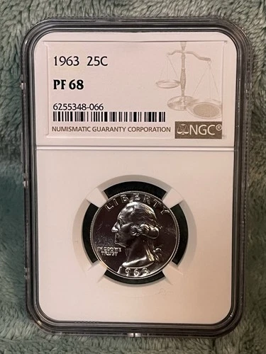 1963 Washington Quarter NGC PF 68 Proof Silver 25C Uncirculated 0.9 Fineness