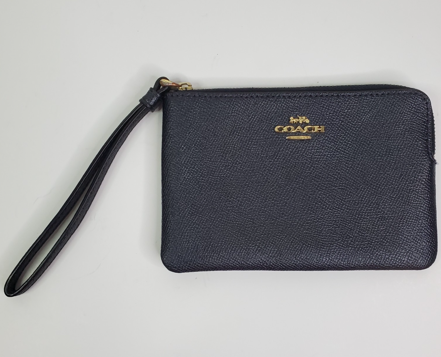 Coach Blue Leather Corner Zip Wristlet Crossgrain Small Bag