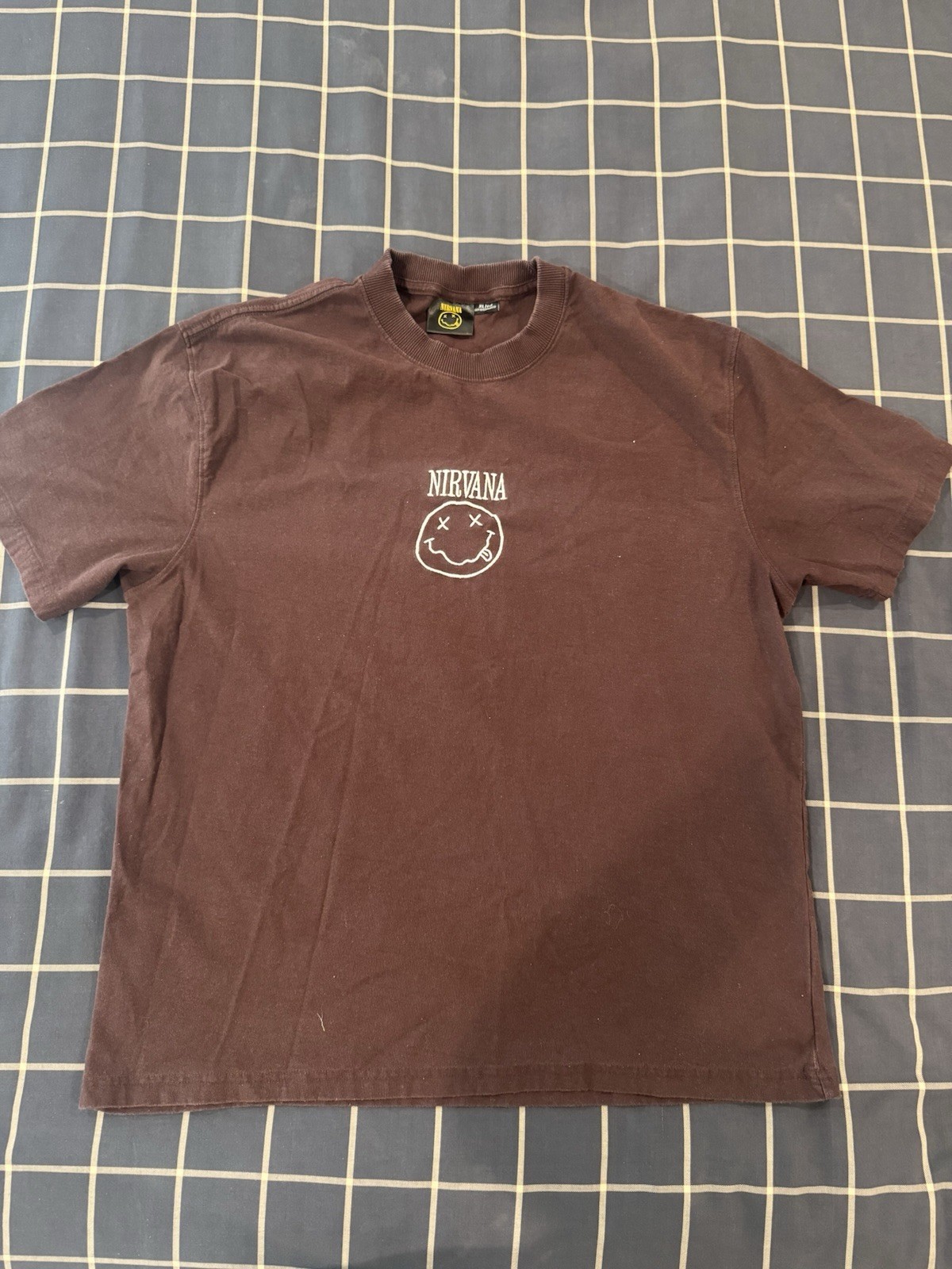 Men’s Nirvana Smiley T-shirt Cotton-On Brown T Shirt Size XL